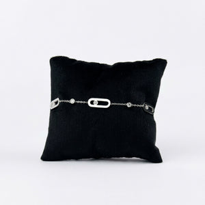 Silver Sliding Stone Paperclip Charm Bracelet – Moving CZ Stones | Bunniwear