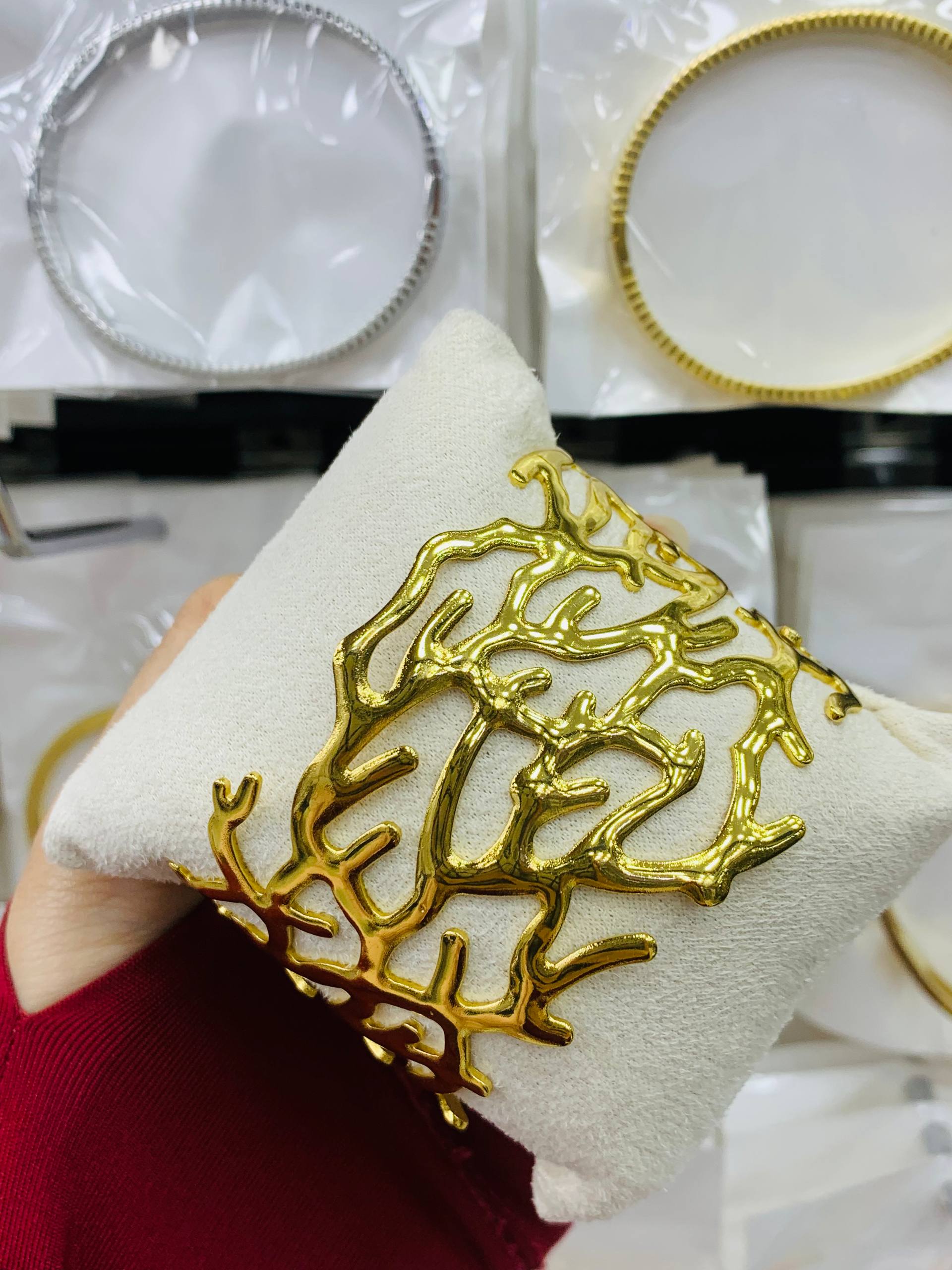 Stainless Steel Organic Cuff Bracelet – Interwoven Branch Design