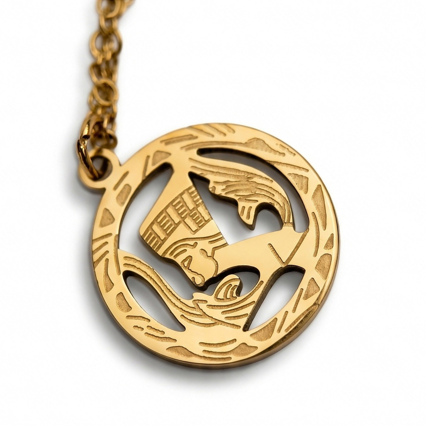 Nefertiti Medallion Gold Necklace