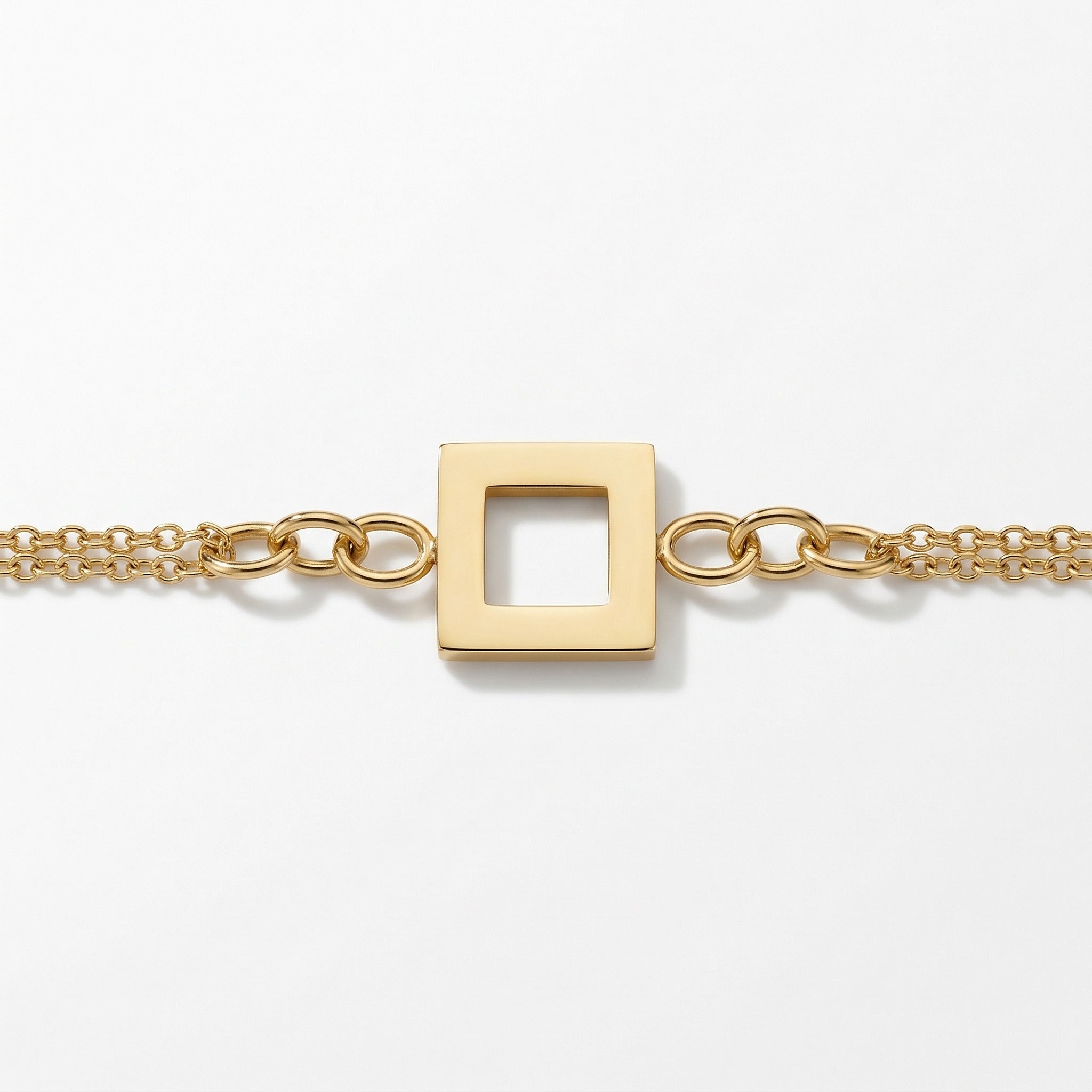 Solid Square Charm Multi-Strand Gold Bracelet