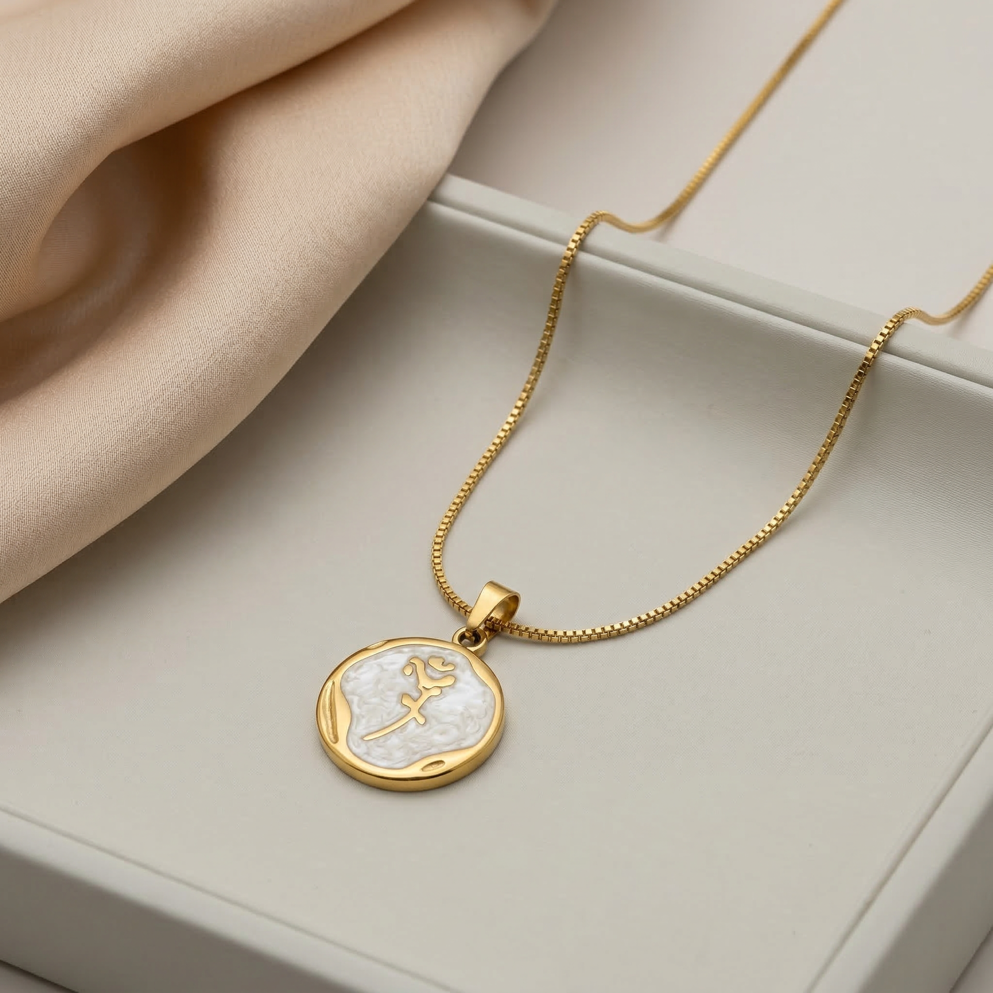 Rose Coin Necklace with Mother of Pearl