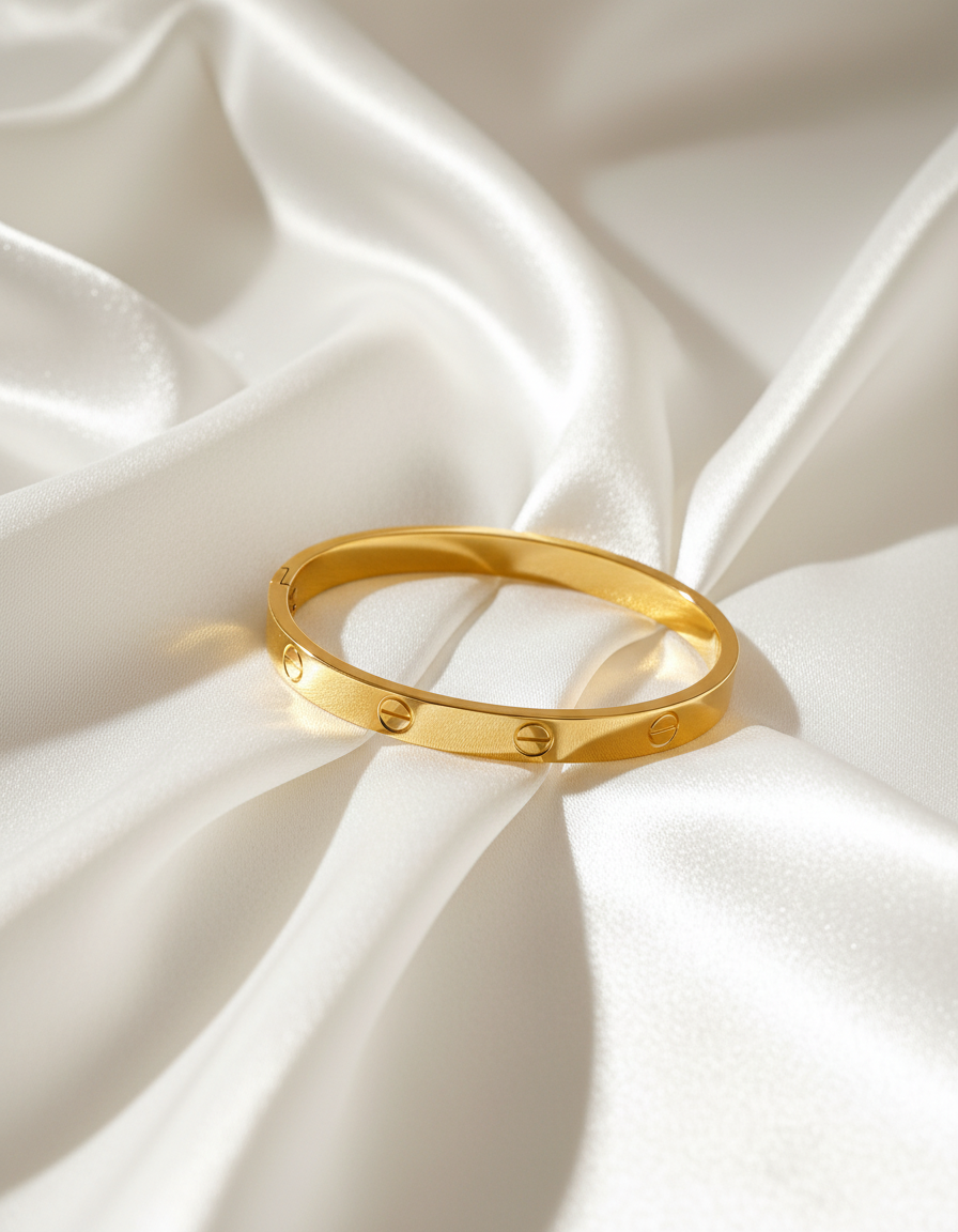 Gold Screw Bangle Bracelet – Minimal Hinged Design