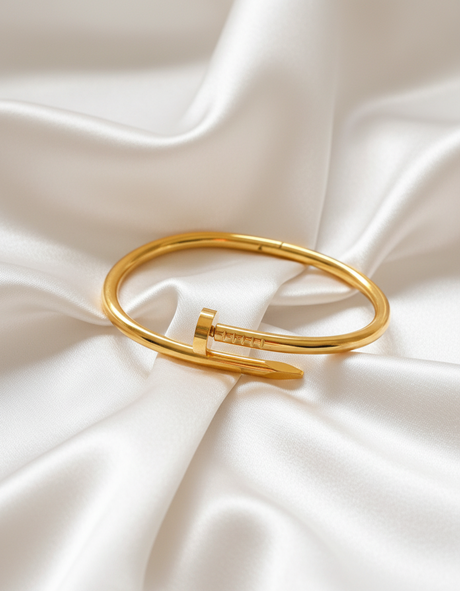 Gold Nail Bangle Bracelet – Bold Minimal Design