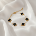 Black Clover Bracelet – Four-Leaf Floral Gold Design
