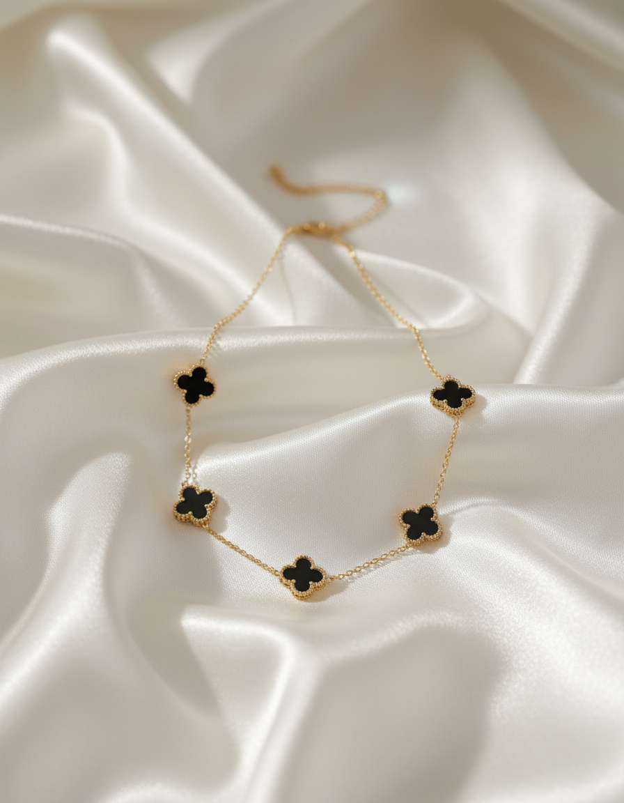 Black Clover Gold Necklace – Van Cleef Inspired Alhambra Style