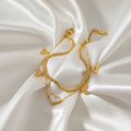 Double Layer Gold Bracelet with Heart Charms – Snake Chain Design