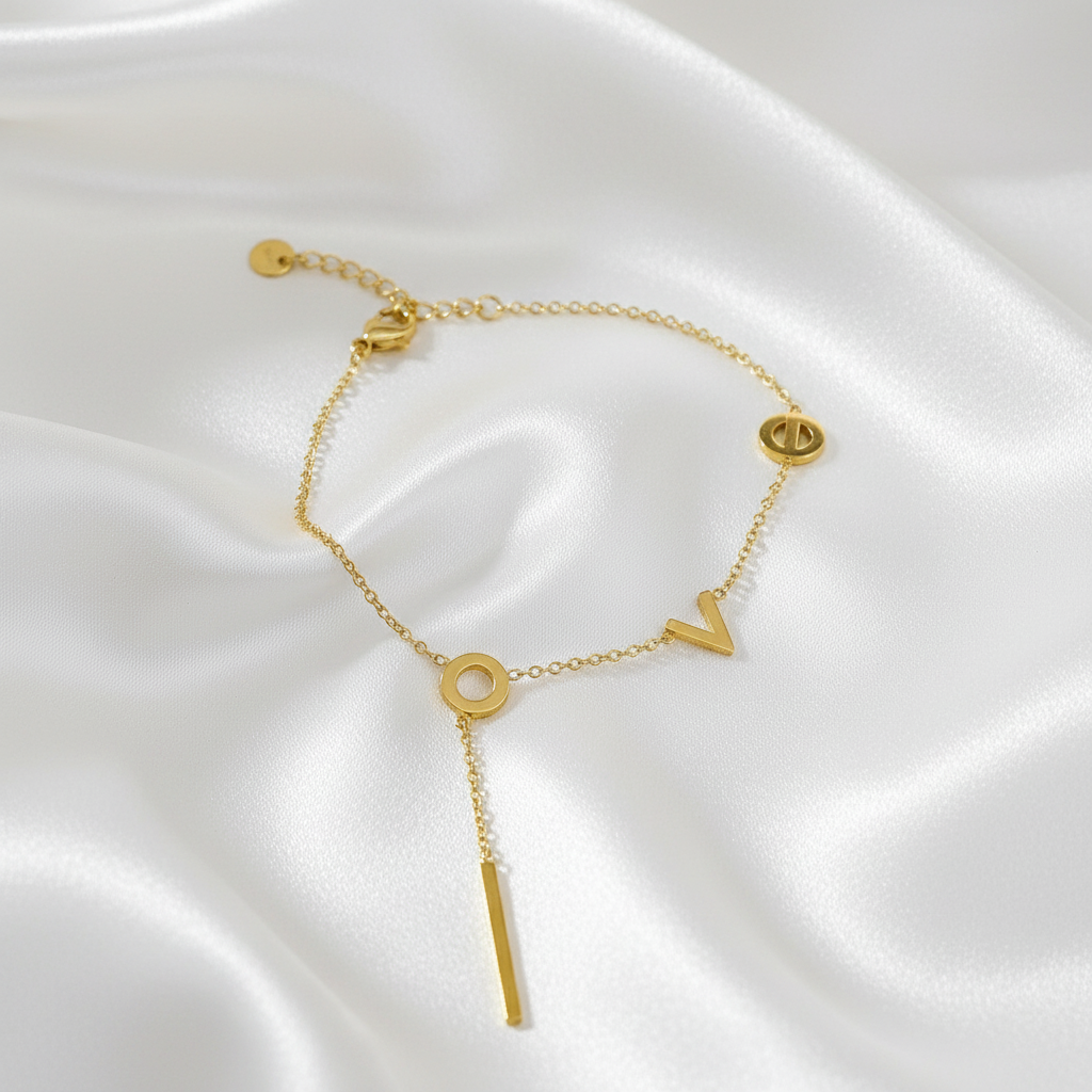 Gold LOVE Letter Bracelet – Y-Style Minimal Design