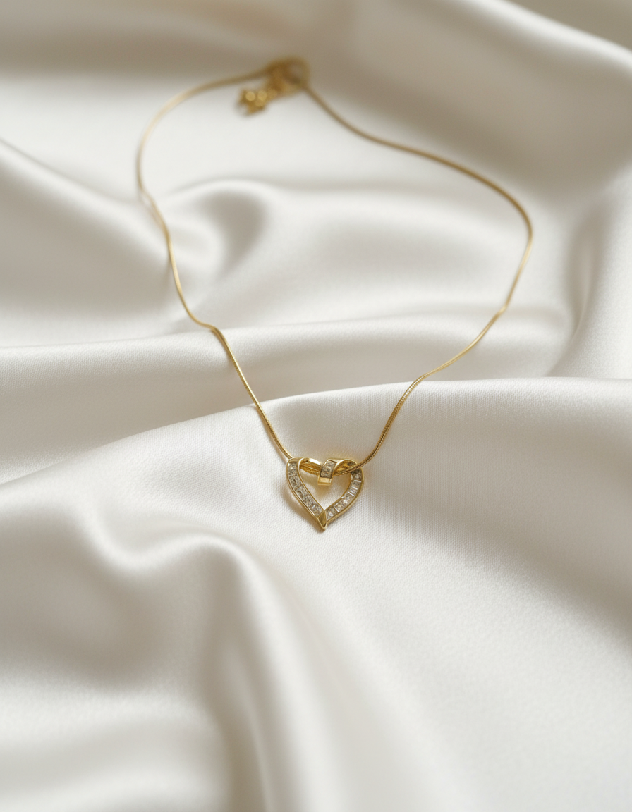 سلسلة القلب المفتوح الذهبية – دلاية زركون أنيقة