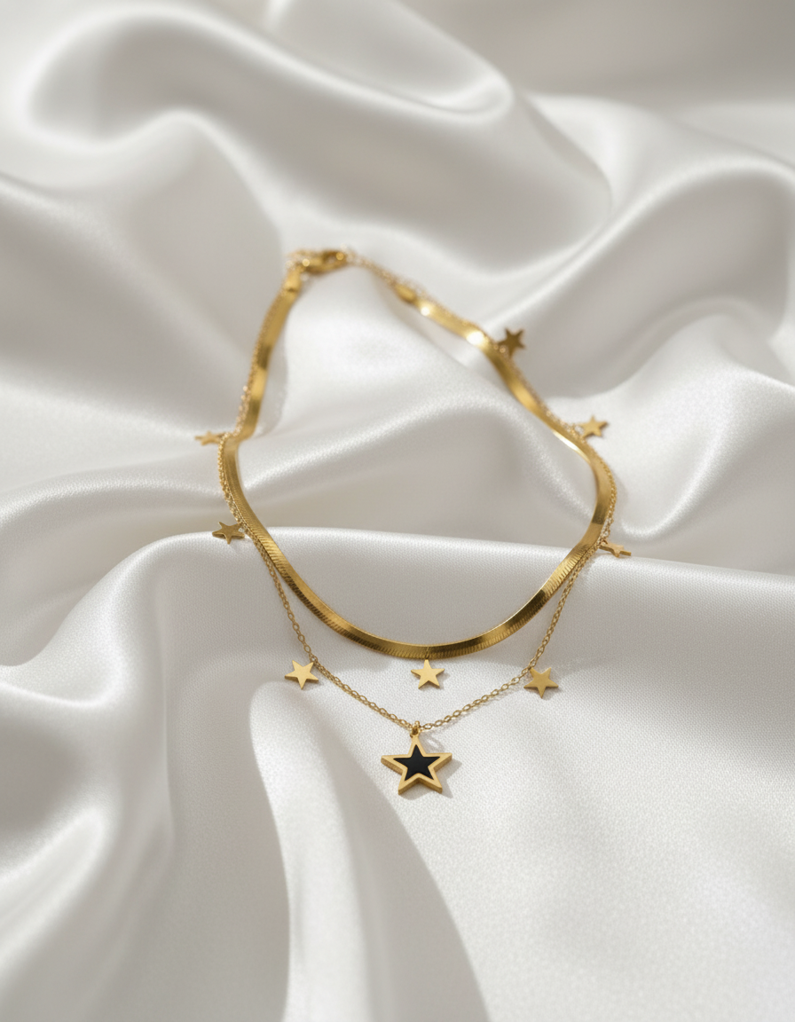 سلسلة طبقات النجوم الذهبية – نجمة إناميل سوداء