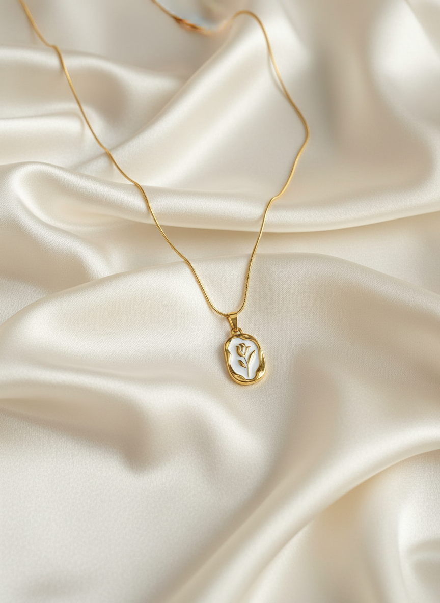 سلسلة ختم اللؤلؤ – دلاية وردة محفورة فنتج