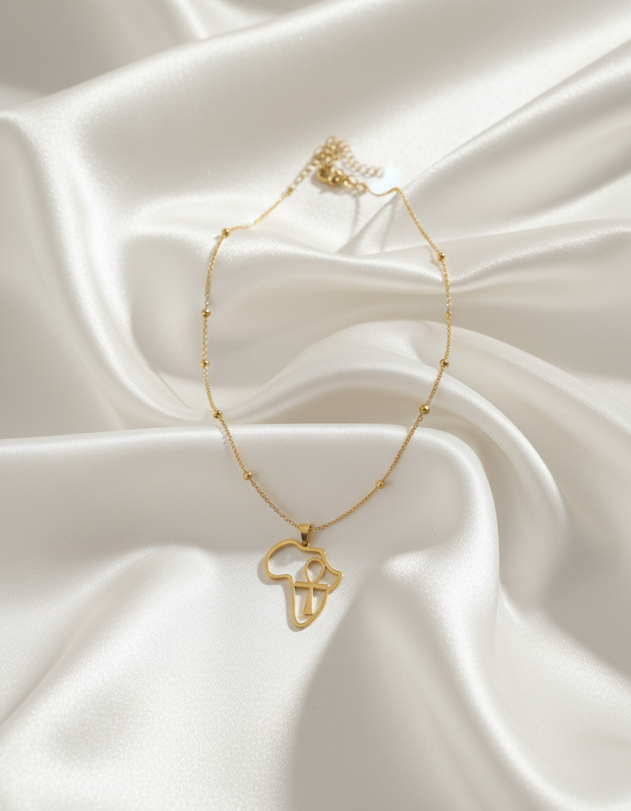 Africa Ankh Necklace – Open Map of Africa Pendant