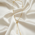 Geometric Lariat Necklace – Minimal Gold Triangle Drops