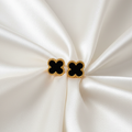 Black Clover Stud Earrings – Four-Leaf Floral Design