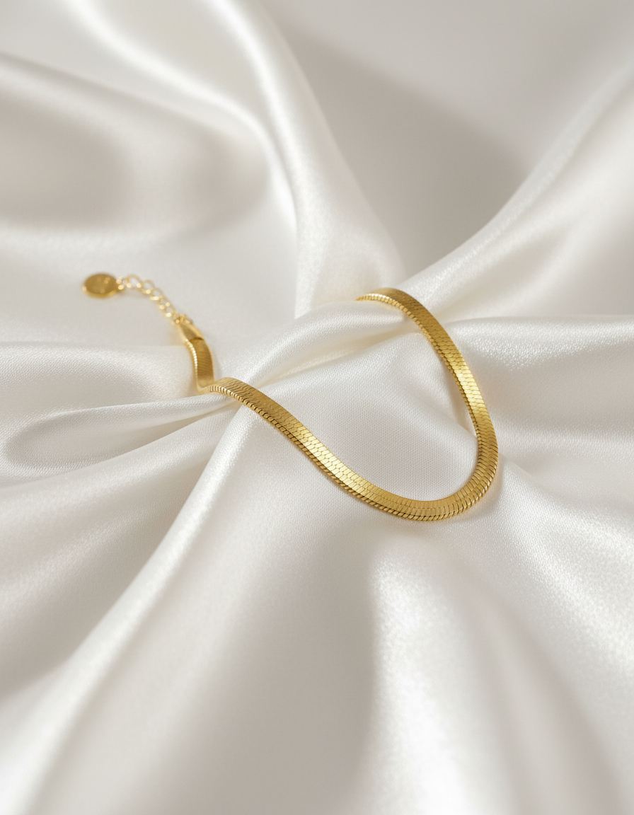 Gold Snake Chain Bracelet – Flat Minimal Design