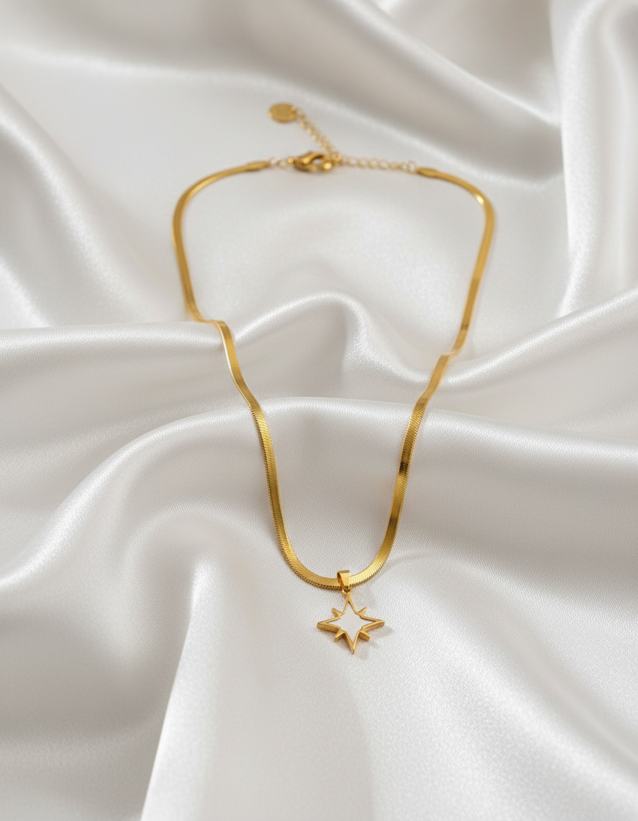 سلسلة نجمة البوصلة ديور روز دي ستانلس ستيل - تصميم هيرينجبون ذهبي