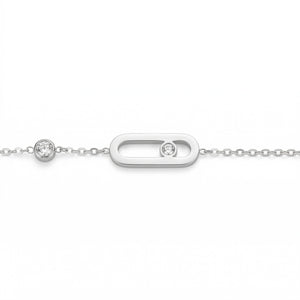 Silver Sliding Stone Paperclip Charm Bracelet – Moving CZ Stones | Bunniwear