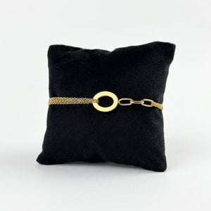 Mixed Chain Open Circle Gold Bracelet – Cable & Paperclip Links | Bunniwear
