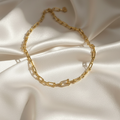 Gold Paperclip Chain Necklace with Pavé Center Link