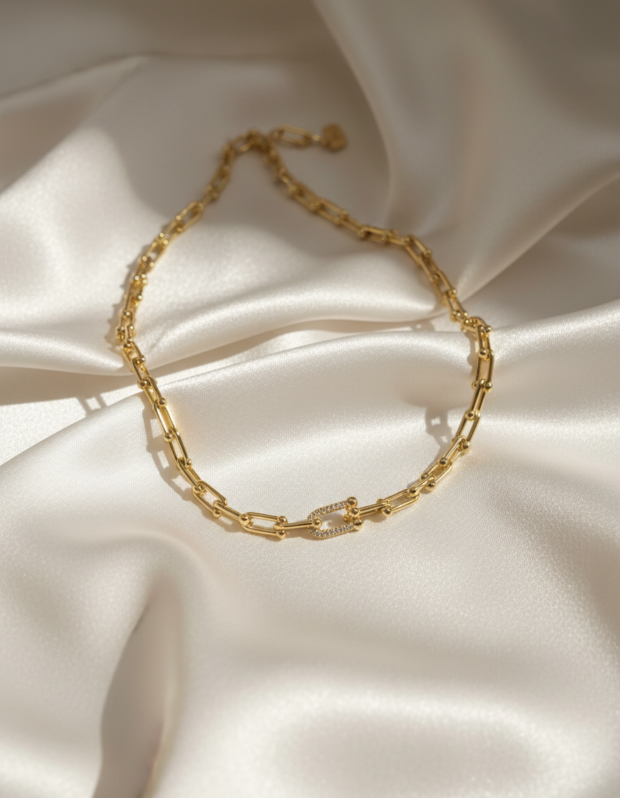 سلسلة بيبركليب ذهبية بوصلة مرصعة