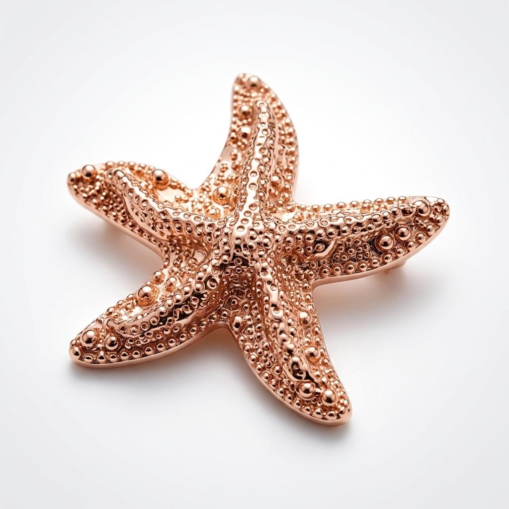 Rose Gold Starfish Brooch – Textured Marine Pin