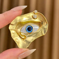 Gold Evil Eye Brooch – Crystal Accent Enamel Pin