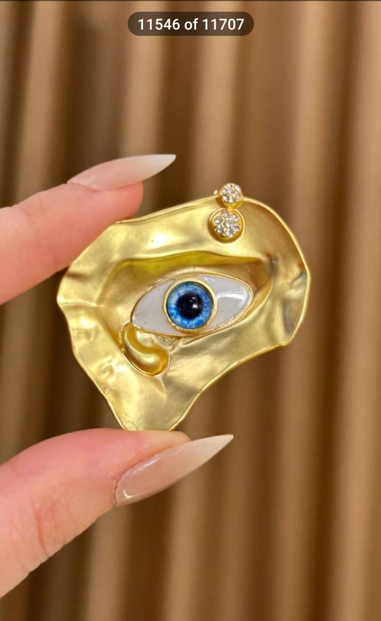Gold Evil Eye Brooch – Crystal Accent Enamel Pin