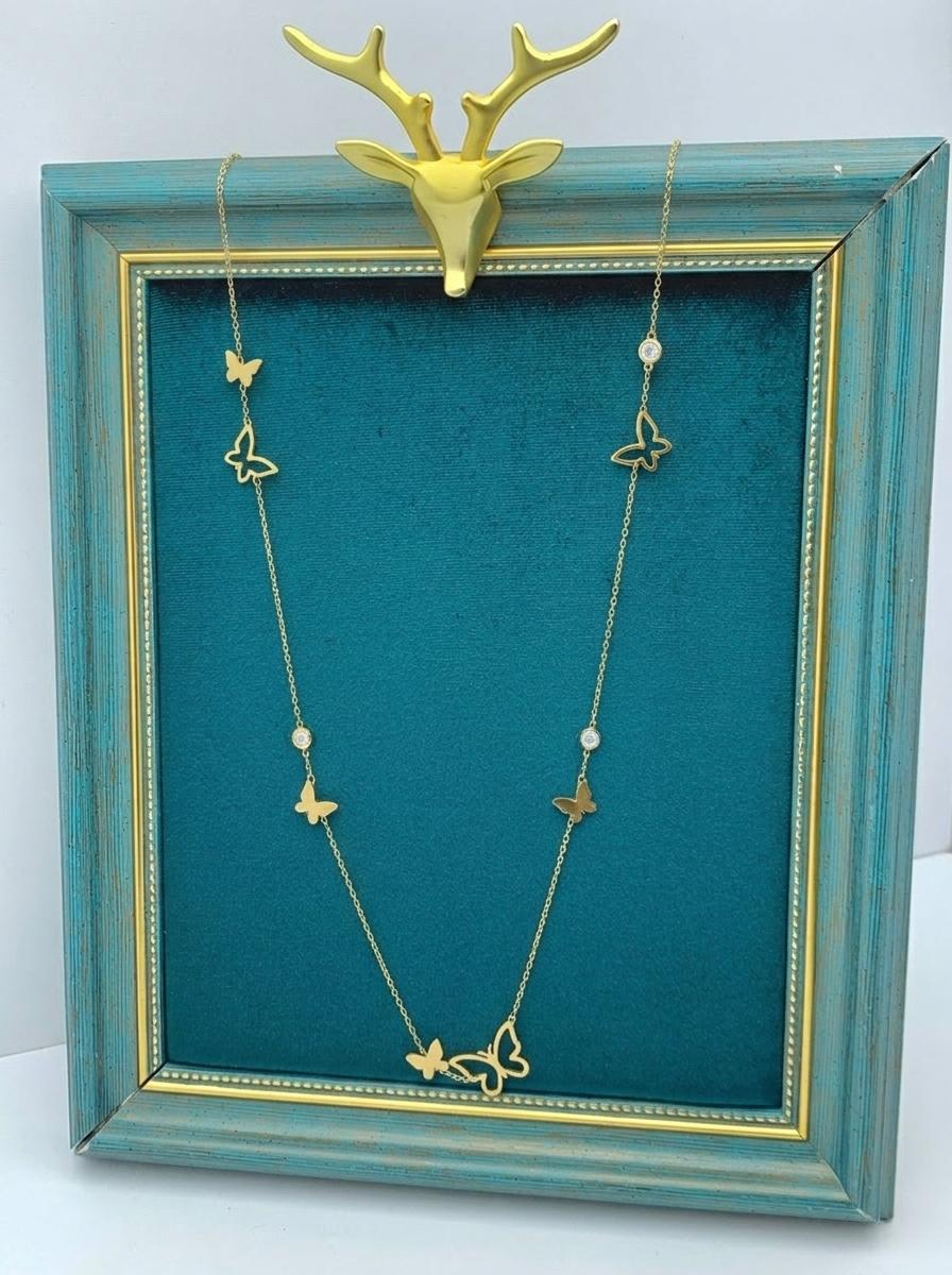 Gold Butterfly Hijab Chain – Multi-Strand Crystal Wing Design