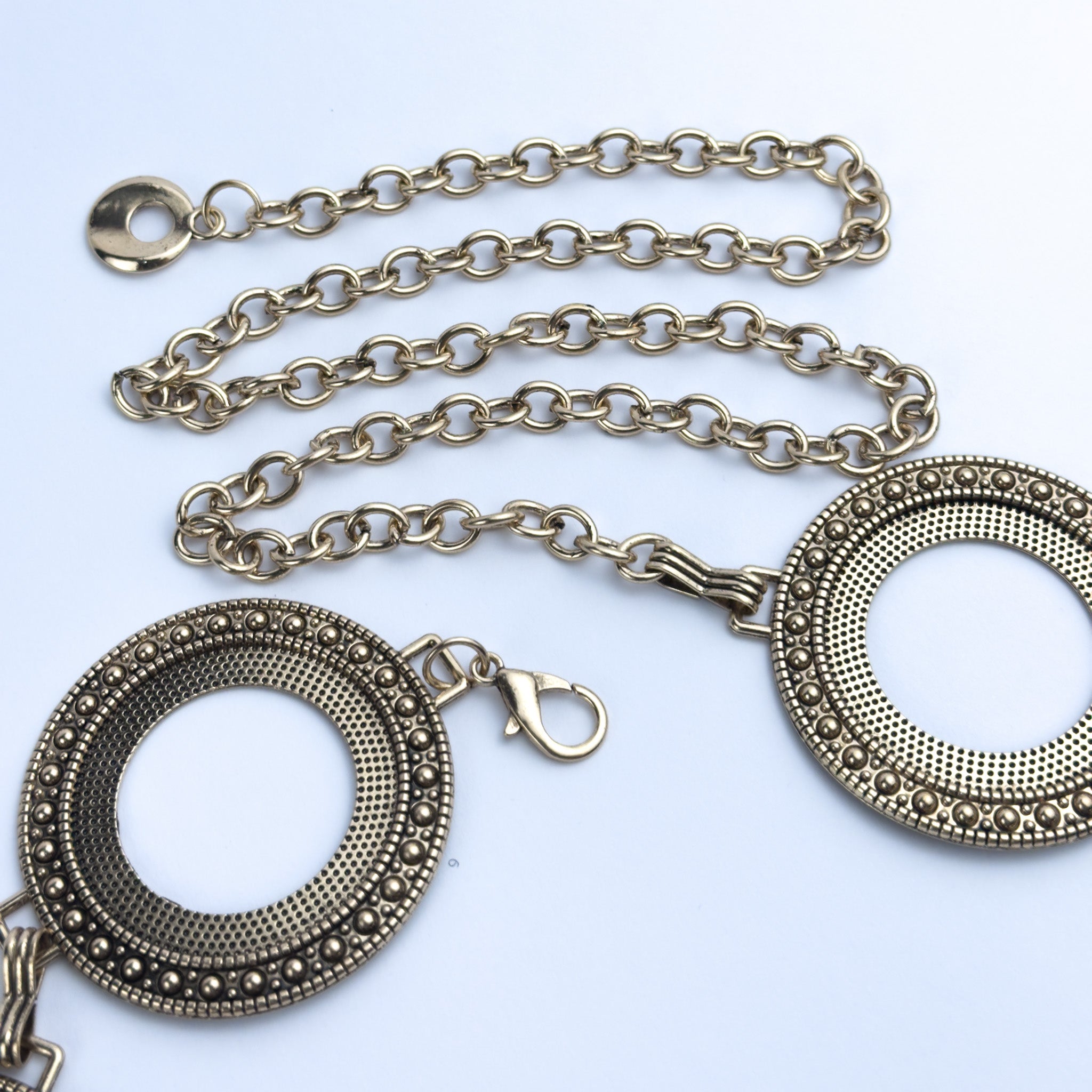 Gold Engraved Concho Chain Belt – Bold Statement Waist Chain