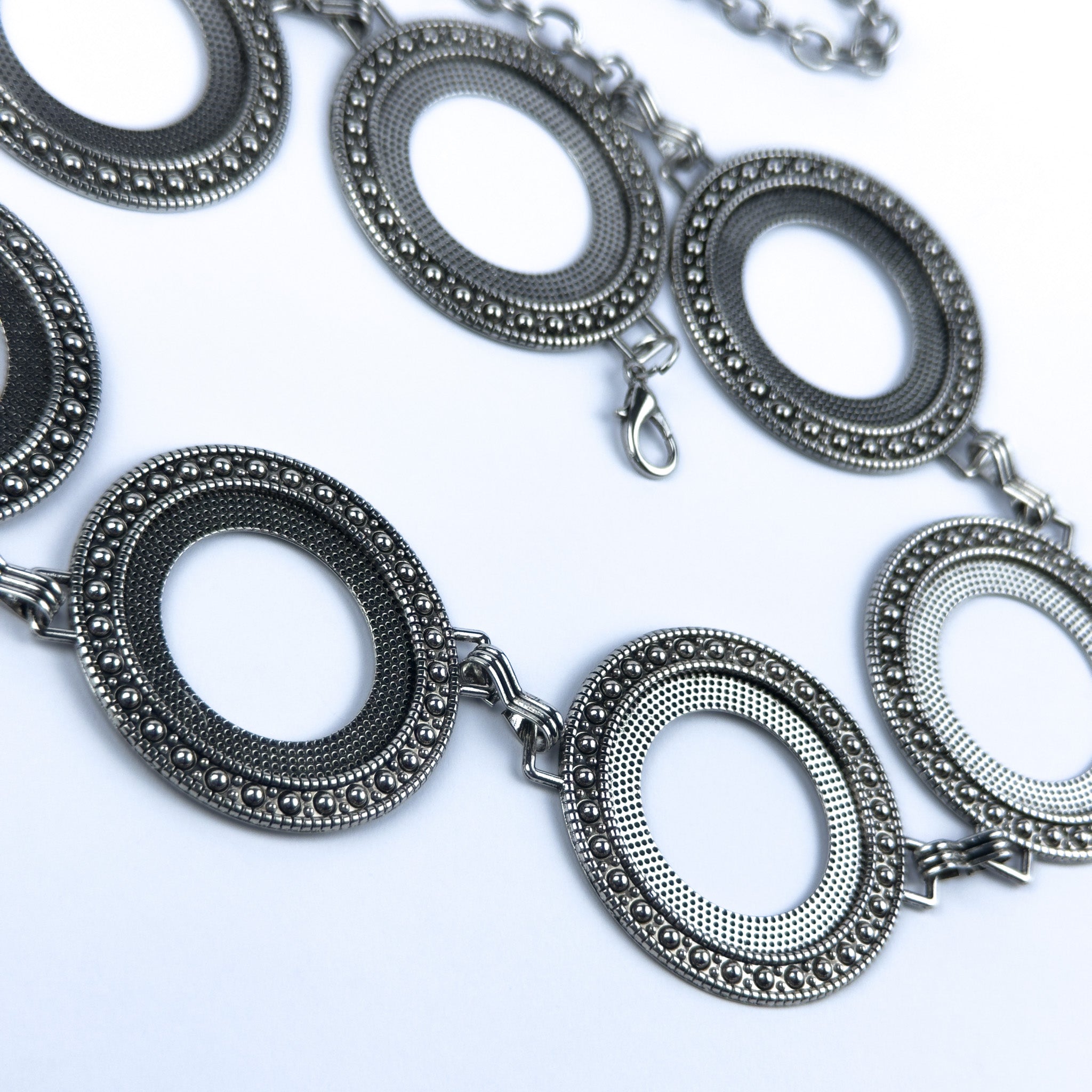 Silver Engraved Concho Chain Belt – Bold Statement Waist Chain