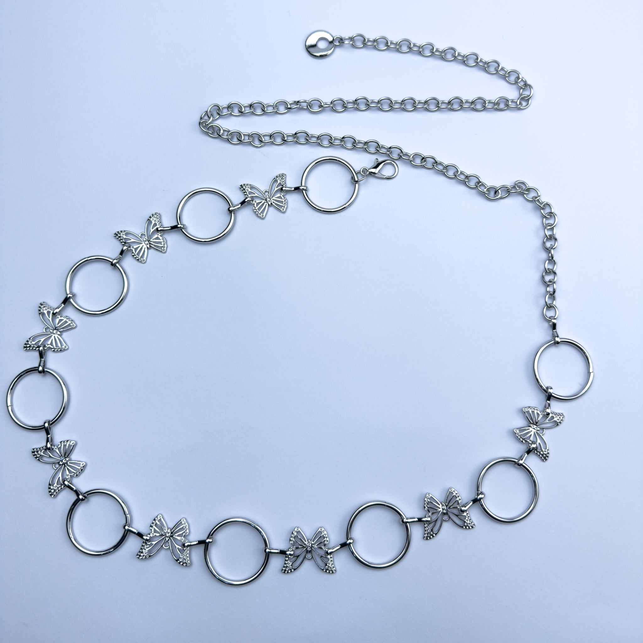 Silver Butterfly Ring Chain Belt – Feminine Waist Chain
