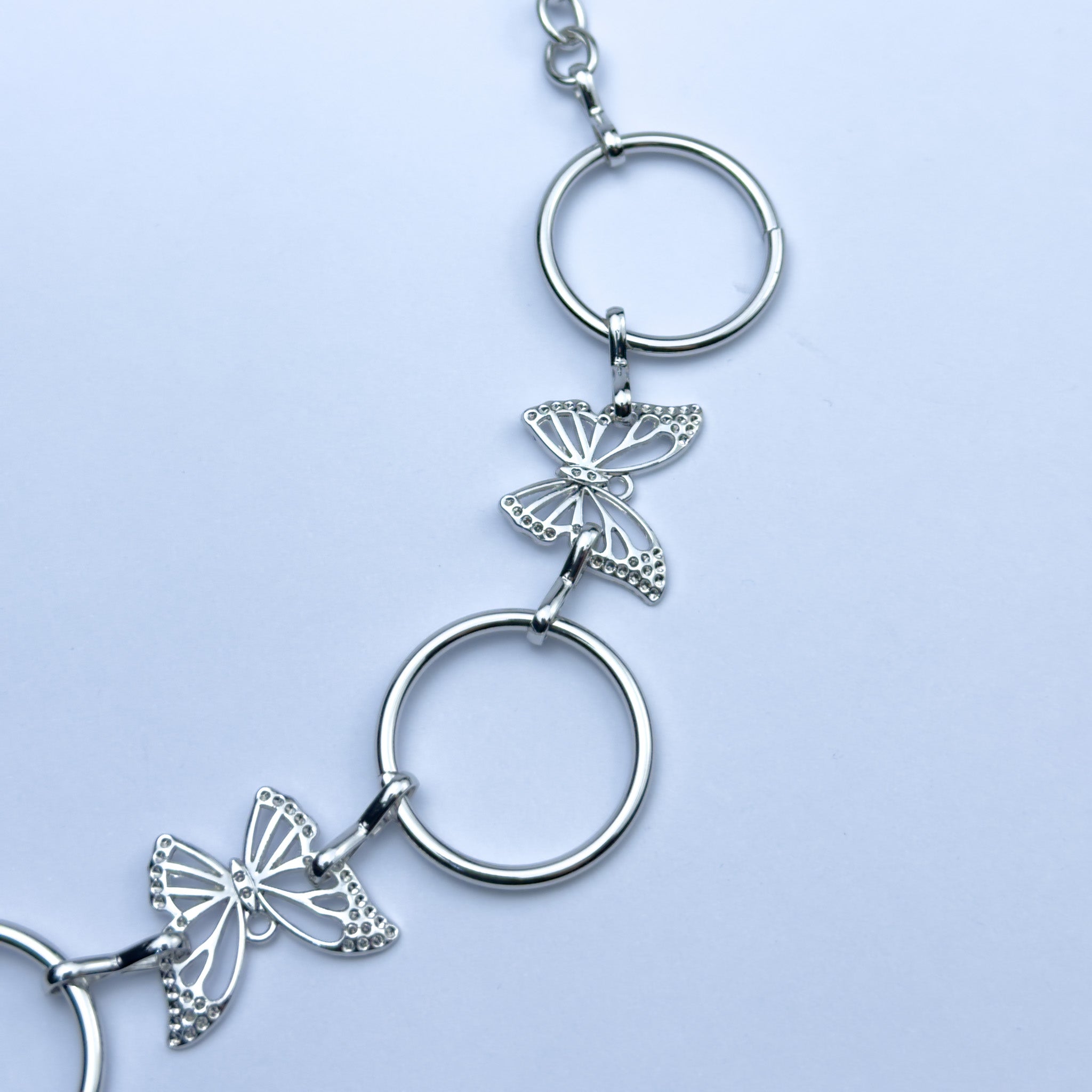 Silver Butterfly Ring Chain Belt – Feminine Waist Chain
