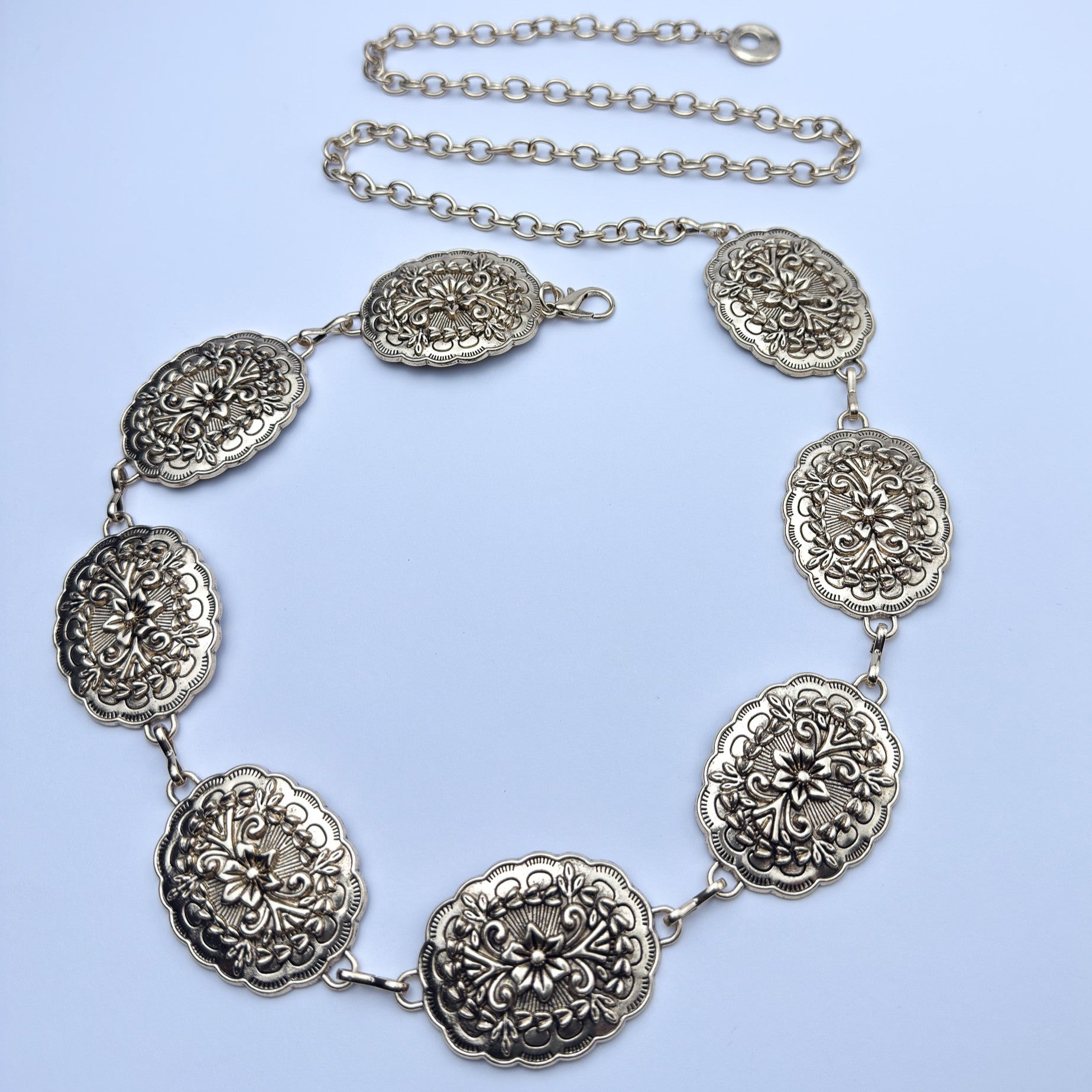 Gold Floral Scallop Chain Belt – Vintage Waist Chain