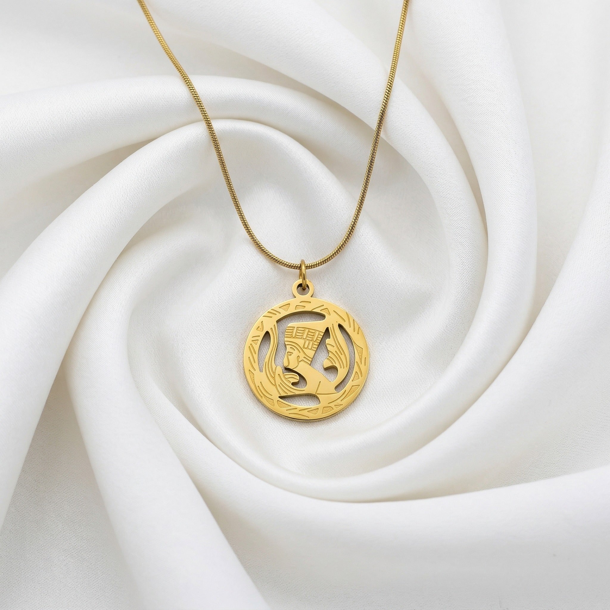 Nefertiti Medallion Gold Necklace