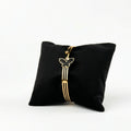 Black Butterfly Bangle — Triple-Bar Gold Design