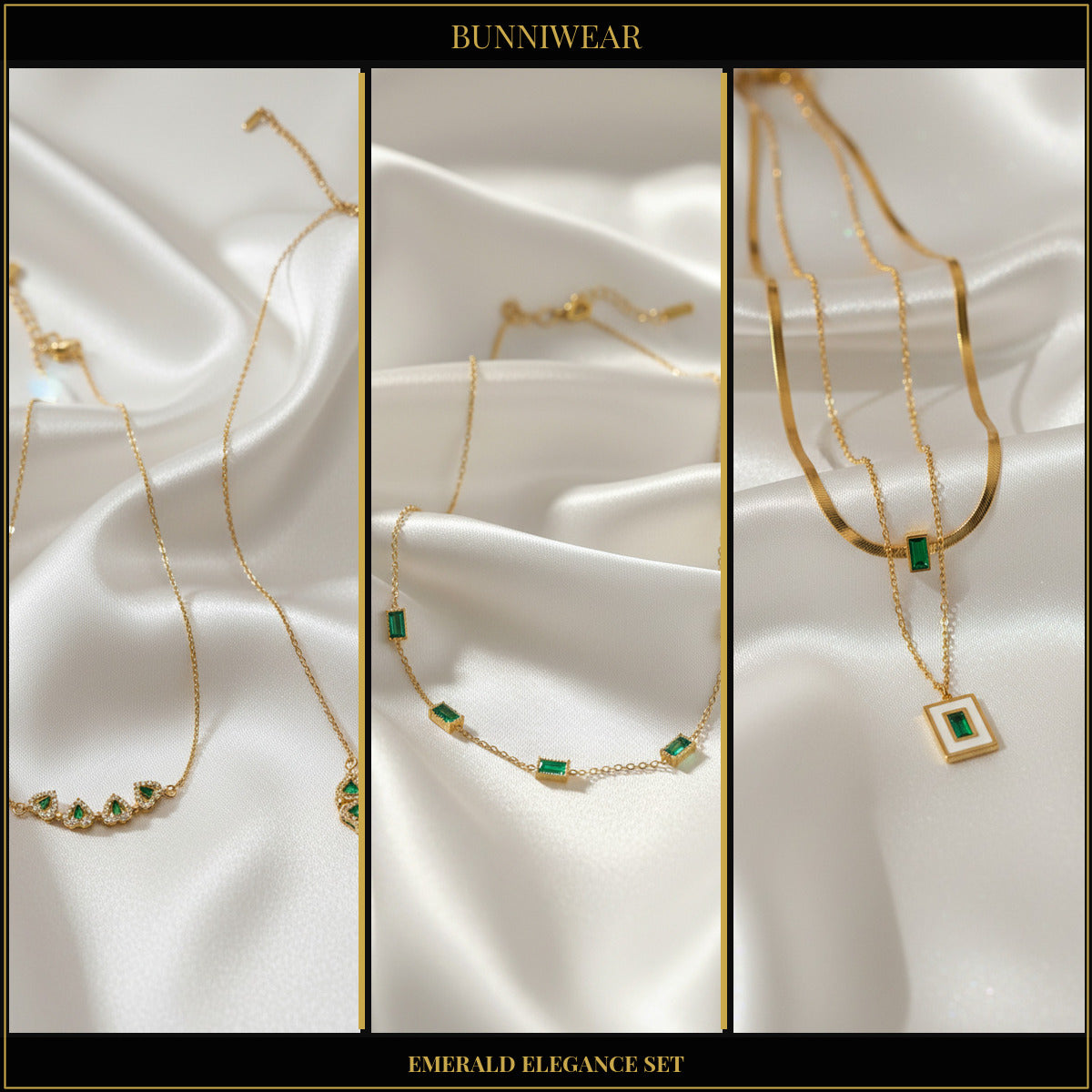 Bunniwear Emerald Elegance Set – Necklaces & Transformable Pendant