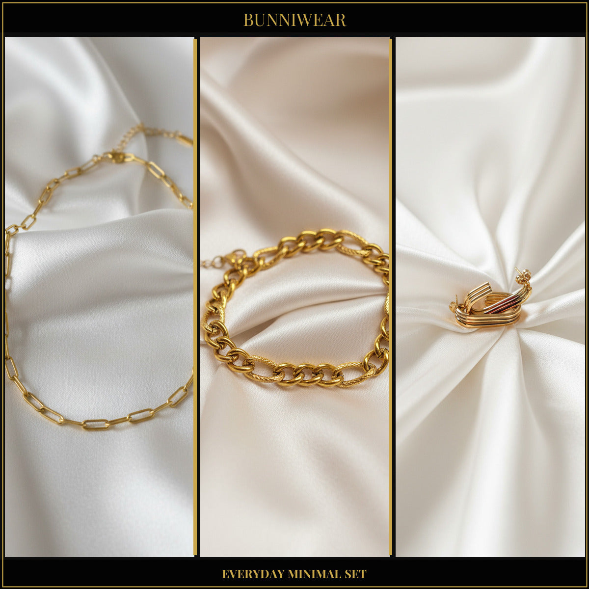 Bunniwear Everyday Minimal Set – Necklace, Bracelet & Earrings