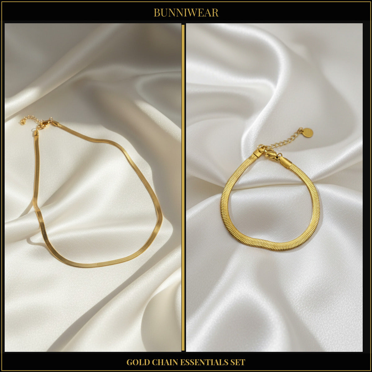 Bunniwear Gold Chain Essentials Set – Necklace & Bracelet